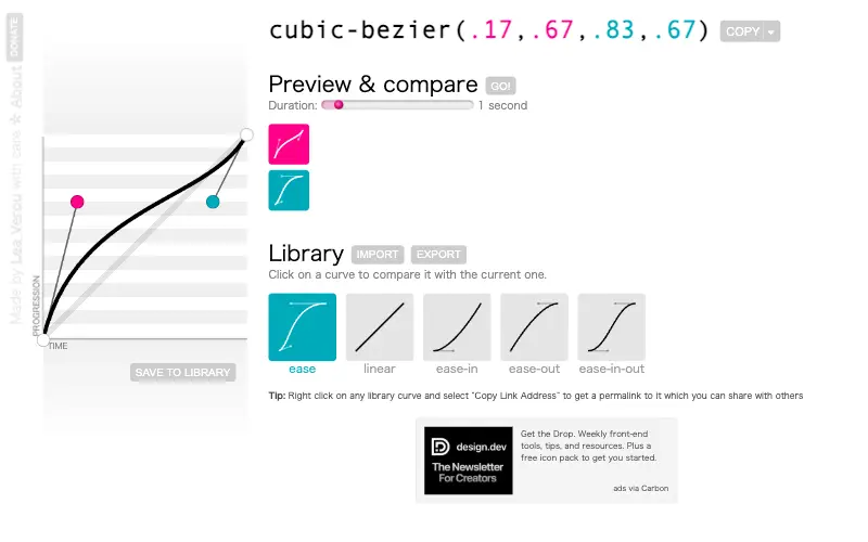 cubic-bezier.com 首页截图