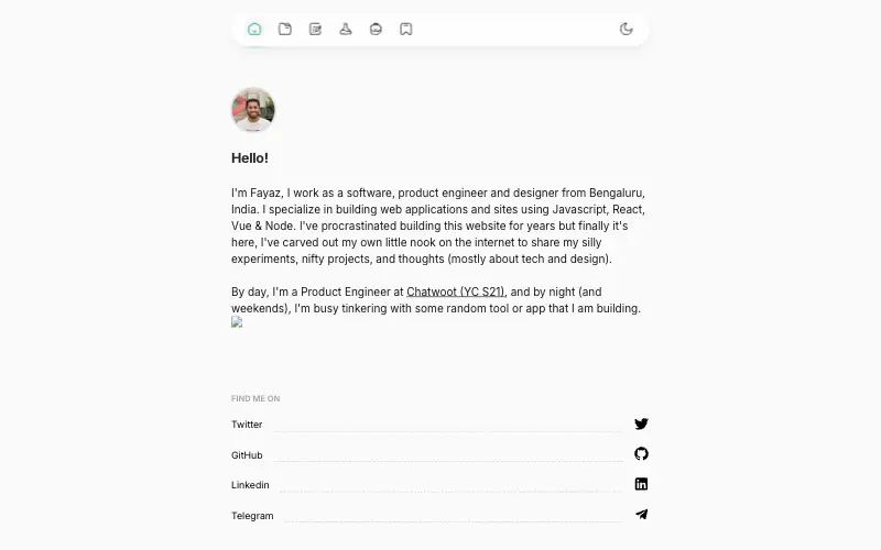 Fayaz Ahmed 首页截图