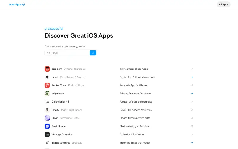 Great iOS Apps 首页截图