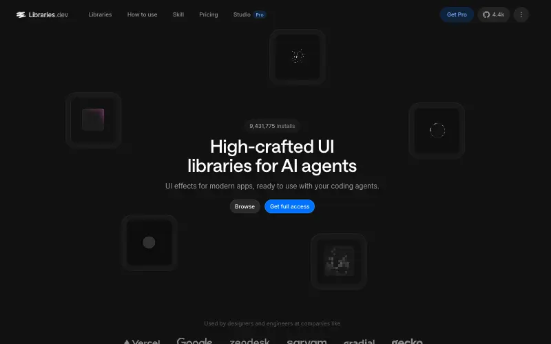 Libraries.dev 首页截图